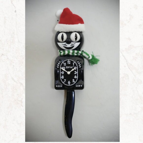 Kit-Cat Klock Clock Christmas Accessories – Santa Hat and Green & White Scarf - Picture 2 of 8